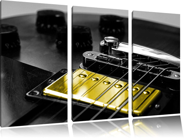 E-Gitarre mit Tonreglern schwarz/weiss 3-Teiler Leinwandbild 120x80 Bild auf Leinwand, XXL riesige B