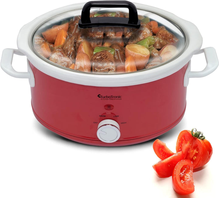 TurboTronic / Slow Cooker / 3,5 L / rot/weiss, hellblau/weiss, schwarz / Schongarer mit Warmhaltefun