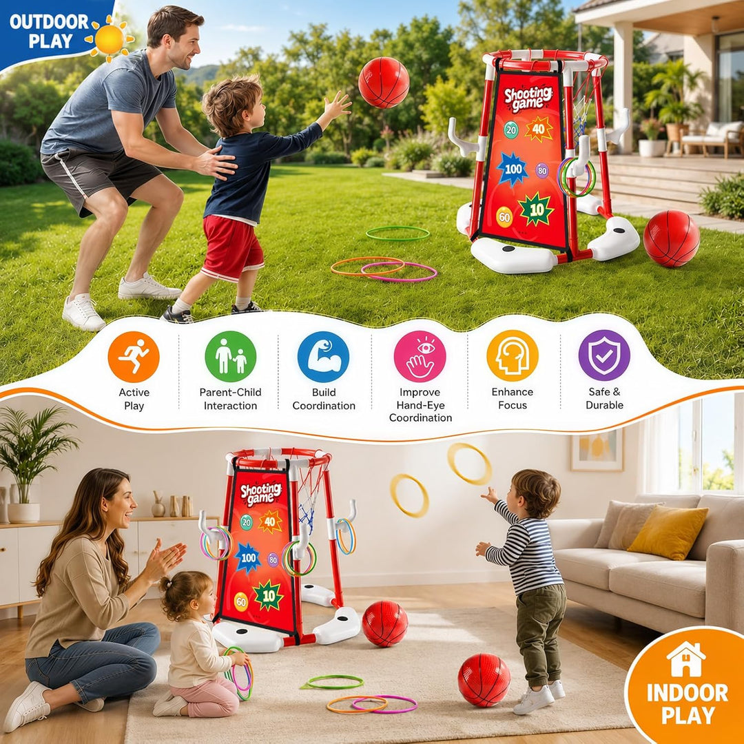 Sternstunde Pool Basketballkorb Kinder, wasserspielzeug Kinder mit 4 Basketball, 12 Wurfringen, 12 K