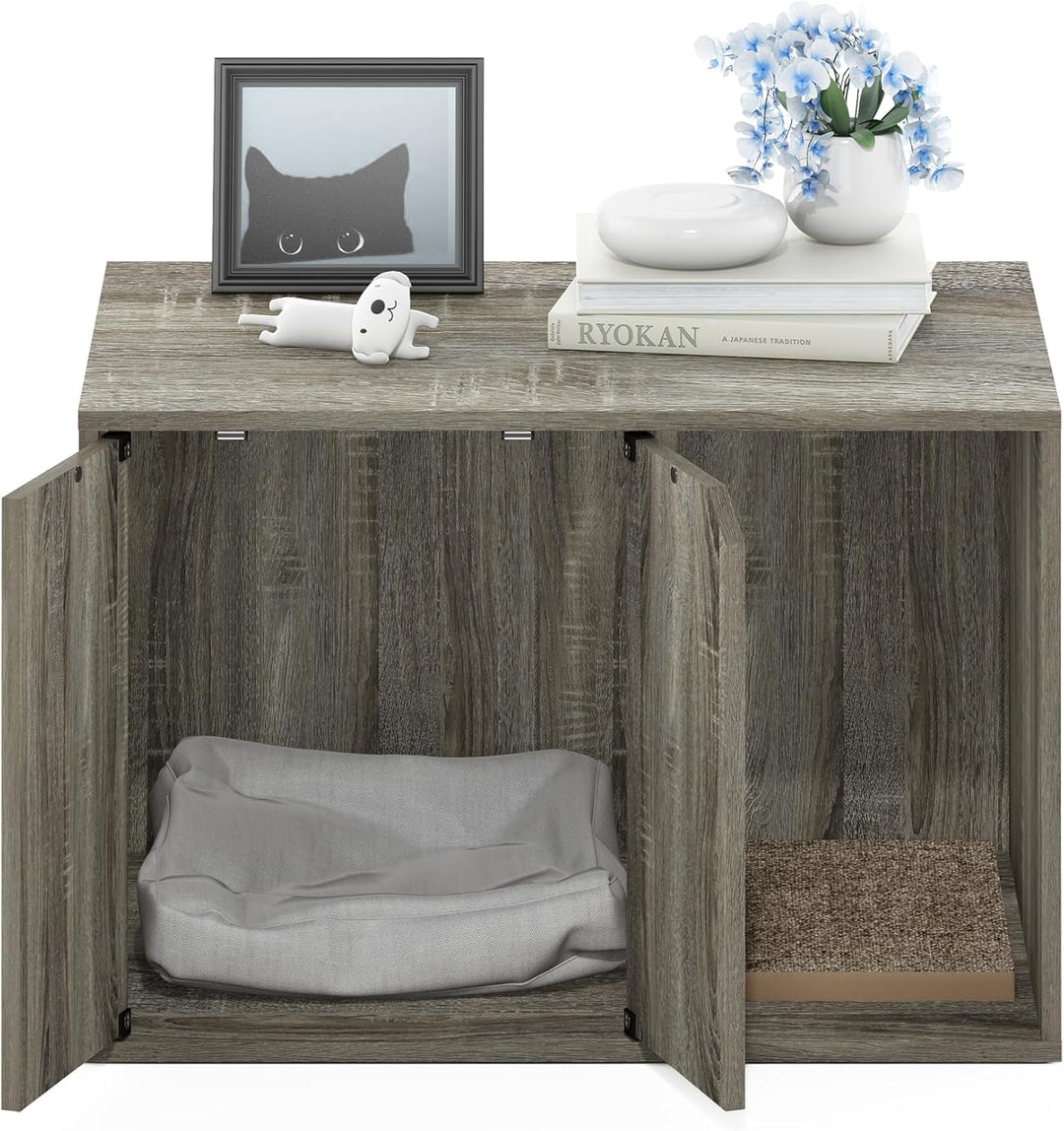 Furinno Peli Small Litter Box Enclosure, French Oak Grey French Oak Grey S, French Oak Grey S