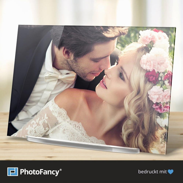PhotoFancy® - Acryl Glas mit Foto Bedrucken - Acrylglas Personalisieren - Foto-Aufsteller mit eigene