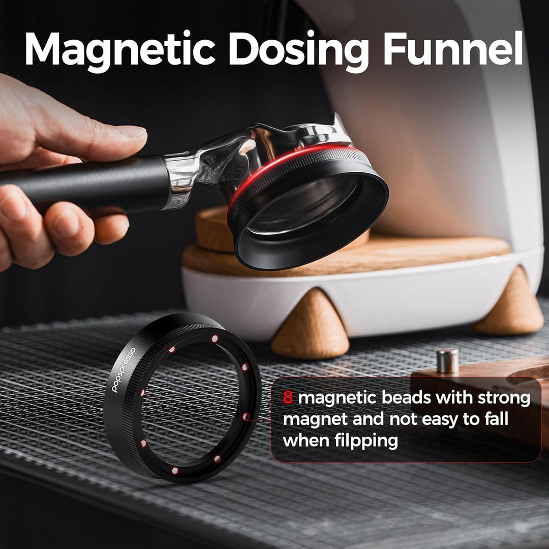 54 mm V3 Magnetischer Dosiertrichter, 8 N52 Magnete, flacher Espresso-Trichter, Anti-Klecks-Dosierri