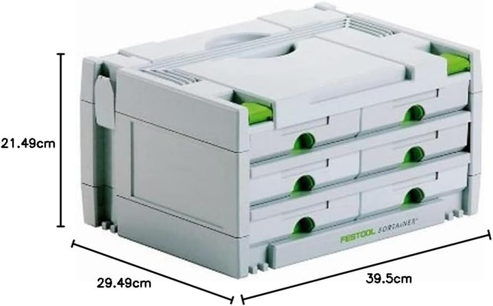 FESTOOL Schubladen Sortainer SYS 3 SORT/6 Schubladen 395 x 295 x 210 mm, 1 Stück,491984, 6 Schublade