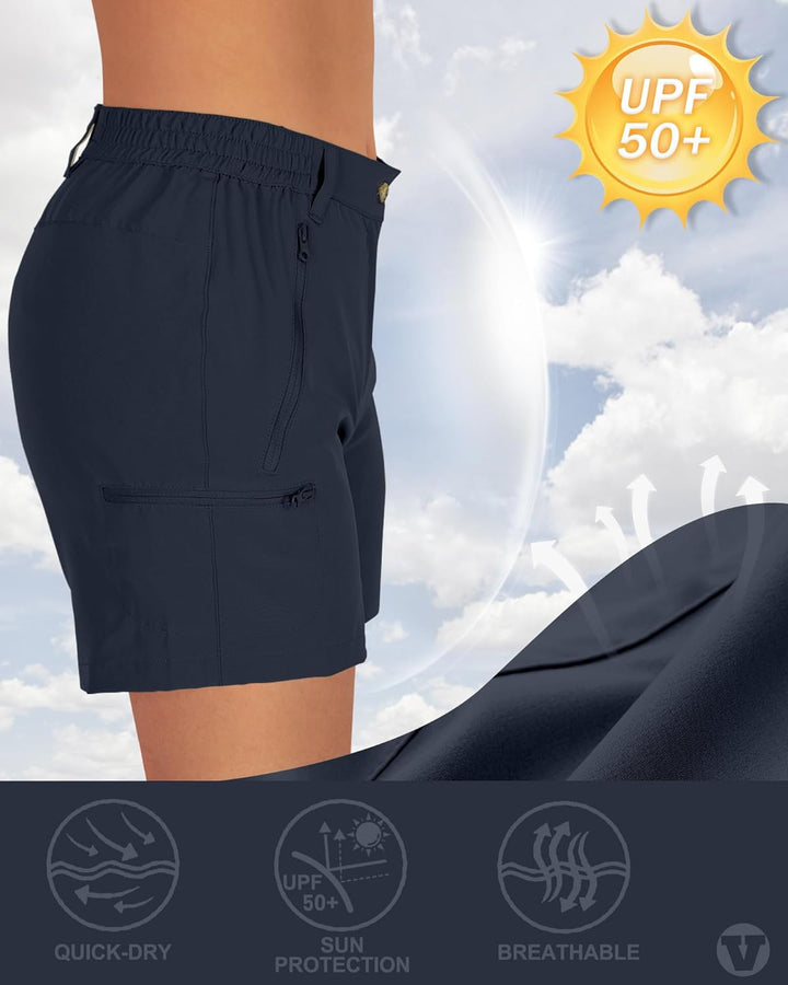 Outdoor Ventures Kurze Hose Damen UPF50+ UV Schutz Wander Shorts Sommer Leicht Trekking Shorts Stret