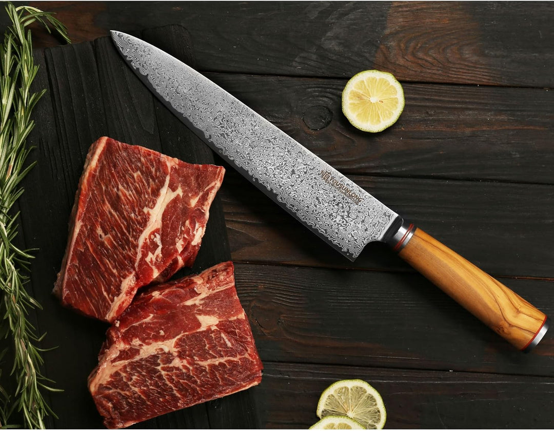 YOUSUNLONG Kochmesser 25,5 cm (10 Zoll) Japanisches Hackmesser Damaststahl Super Sharp - Griff aus i