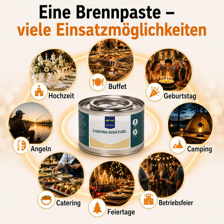 HLKauf M.Professional Brennpaste für Chafing Dish Speisenwärmer - Brenndauer ±3 Stunden - geruchlose