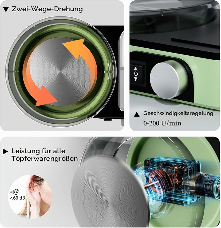 Töpferscheibe Elektrisch Set für Anfänger &amp; Profis – Komplettes Töpferset für Zuhause mit 1kg Ton, 0