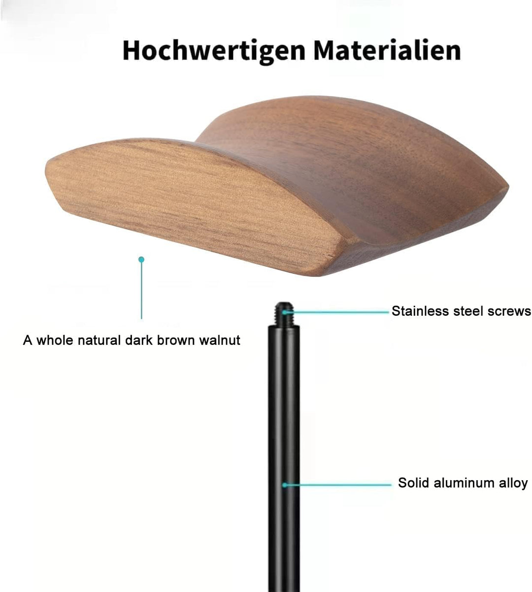 Kopfhörer Ständer mit Walnussholz& Aluminium,Headset Halterung mit Schwerer Basis,Headset Ständer fü