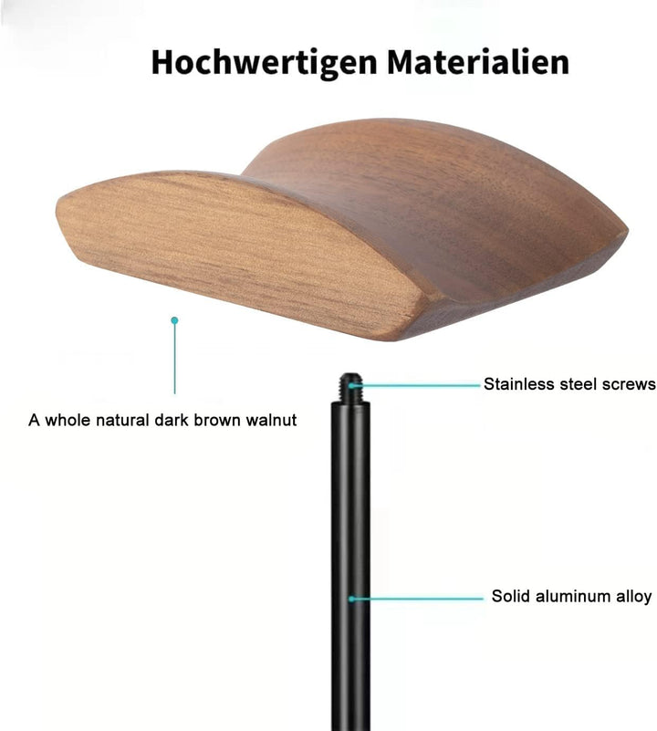 Kopfhörer Ständer mit Walnussholz& Aluminium,Headset Halterung mit Schwerer Basis,Headset Ständer fü