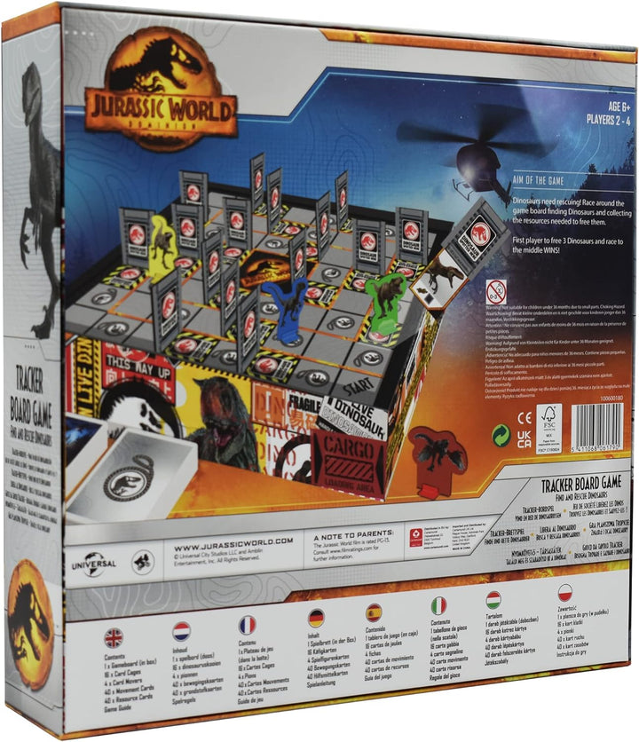 Cartamundi Jurassic World Tracker Brettspiel, Find & Rescue Dinosaurier, für 2–4 Spieler, tolles Ges