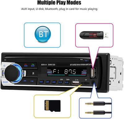 PUSOKEI Multimedia-Autoradio MP3-Player, MP3/FM/USB/AUX-Eingang Autoradio, FM-Radio, Bluetooth-Freis