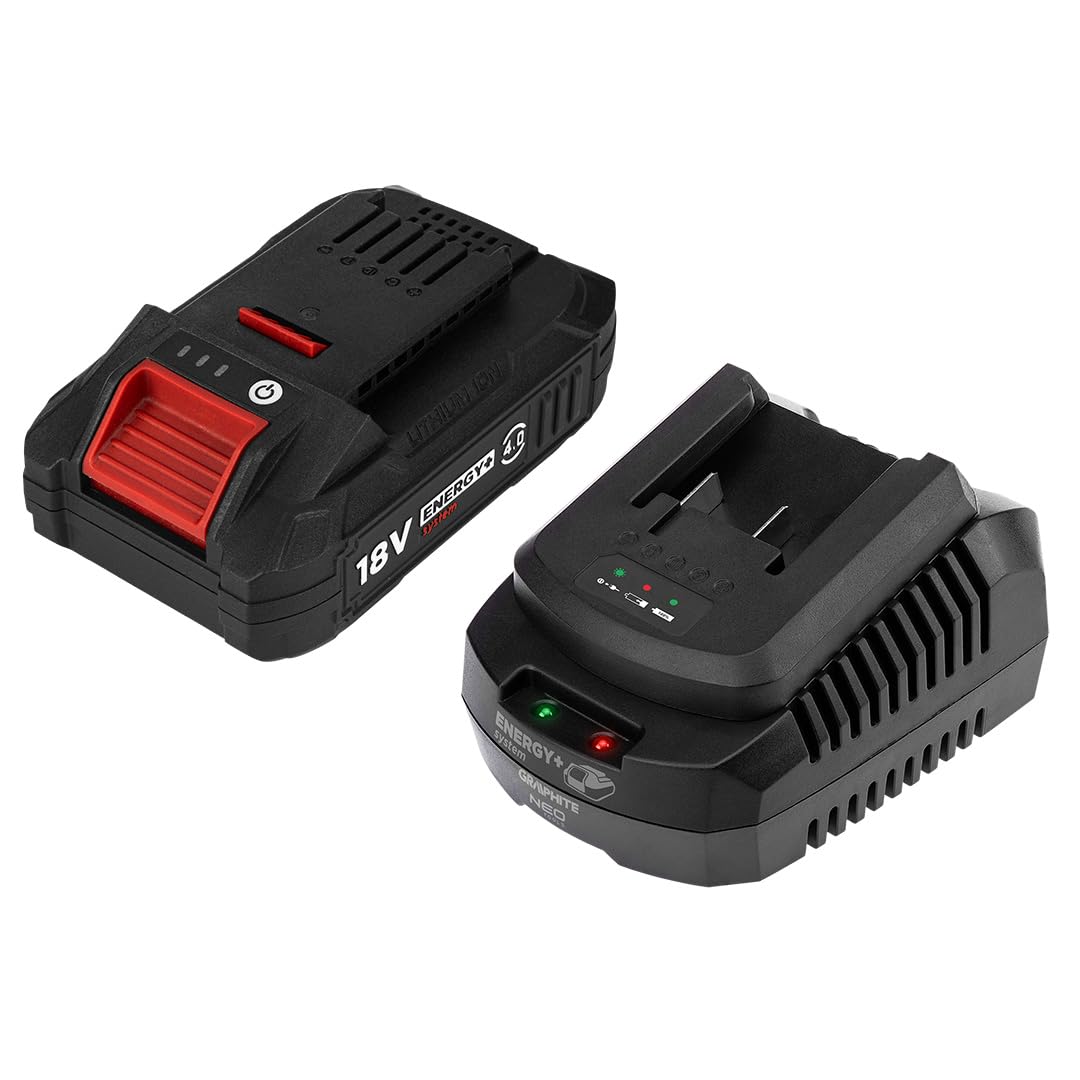 GRAPHITE Energy+ Akku 4Ah &amp; Ladegerät Set, 18V Li-Ion