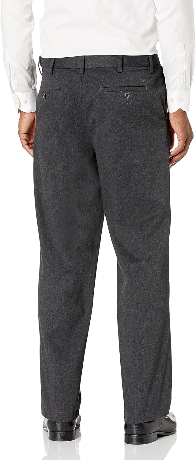 Dockers Herren Hose Comfort Khaki Stretch Relaxed Fit Flat-Front - grau - 34W / 32L