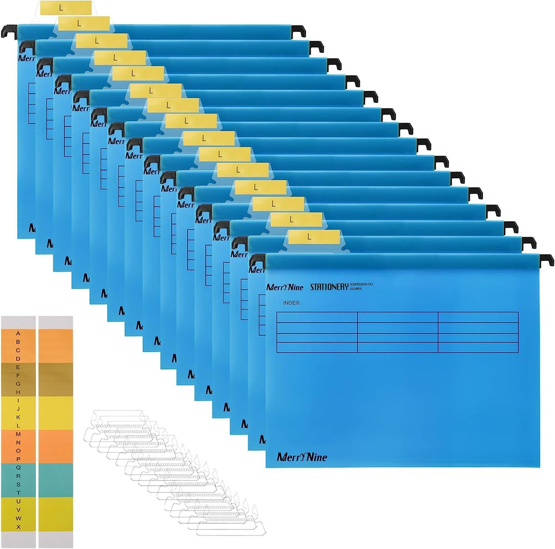 MerryNine A4-Hängemappen,Polypropylen-Aktenschrank, Hängemappen mit Tabs und Karteneinsätzen, für Sc