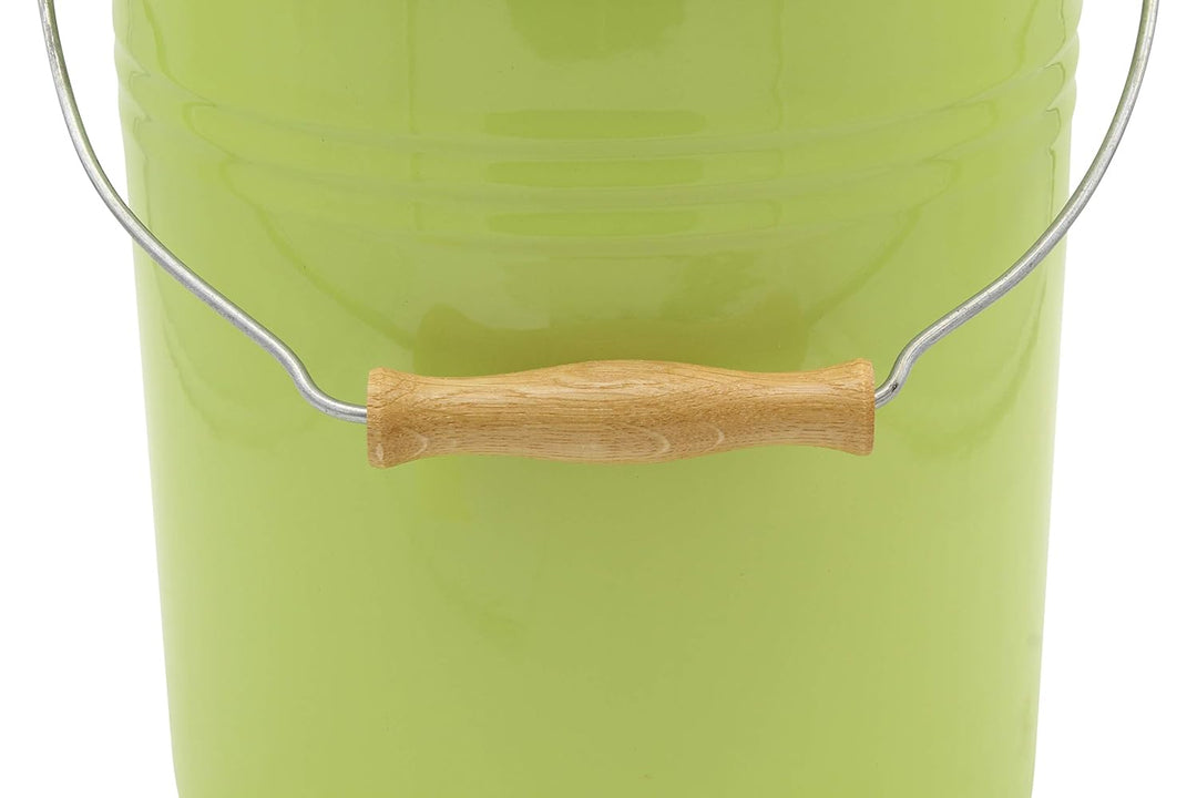 Mülleimer Juist mit Deckel emailliert, grün, 10 Liter 10 Liter Grün, 10 Liter Grün