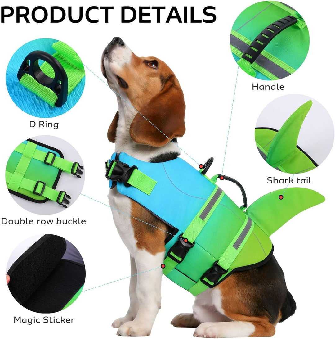 CITÉTOILE Schwimmweste Hund Hai, Hundeschwimmweste & Dog Life Jacket Verstellbar mit Griff und Refle