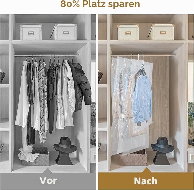 Vakuumbeutel zum Aufhängen, platzsparende Vakuumbeutel für Kleidung, Anzüge, Kleider, Mäntel oder Ja
