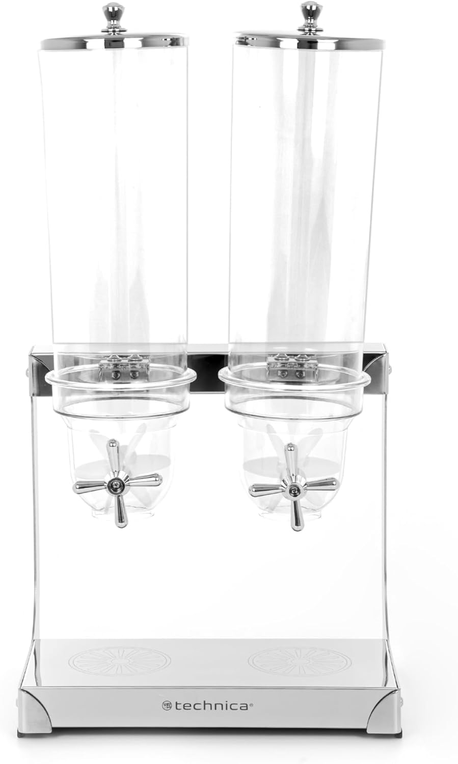 TECHNICA Mueslispender doppelt aus Edelstahl und Polycarbonat 2x3 l – Zwei Behälter mit Portionierme