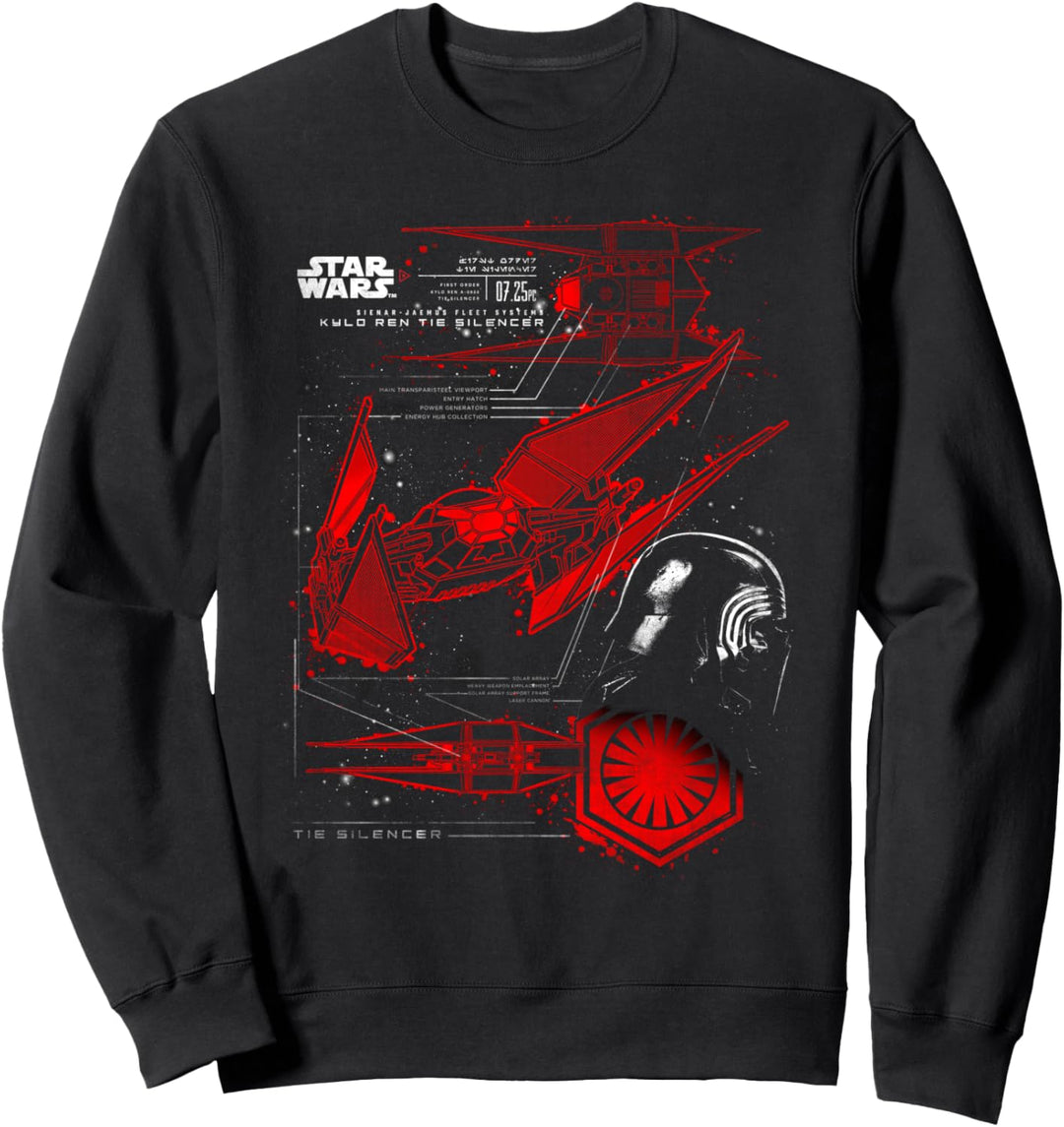 Star Wars The Last Jedi Red Tie Fighter Schematics Poster Sweatshirt