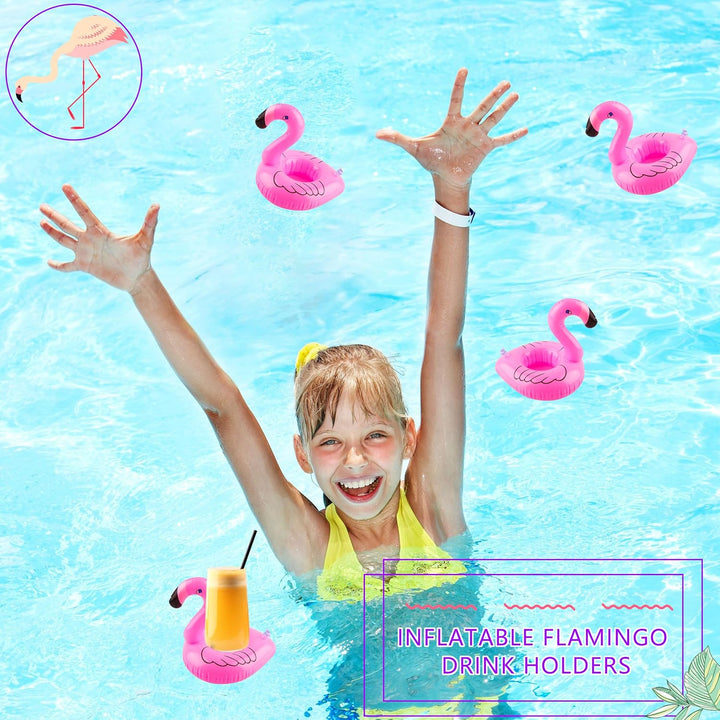 90 Stück Aufblasbarer Flamingo-Getränkehalter Bulk Blow Up Flamingo Drink Float Pink Aufblasbarer Fl