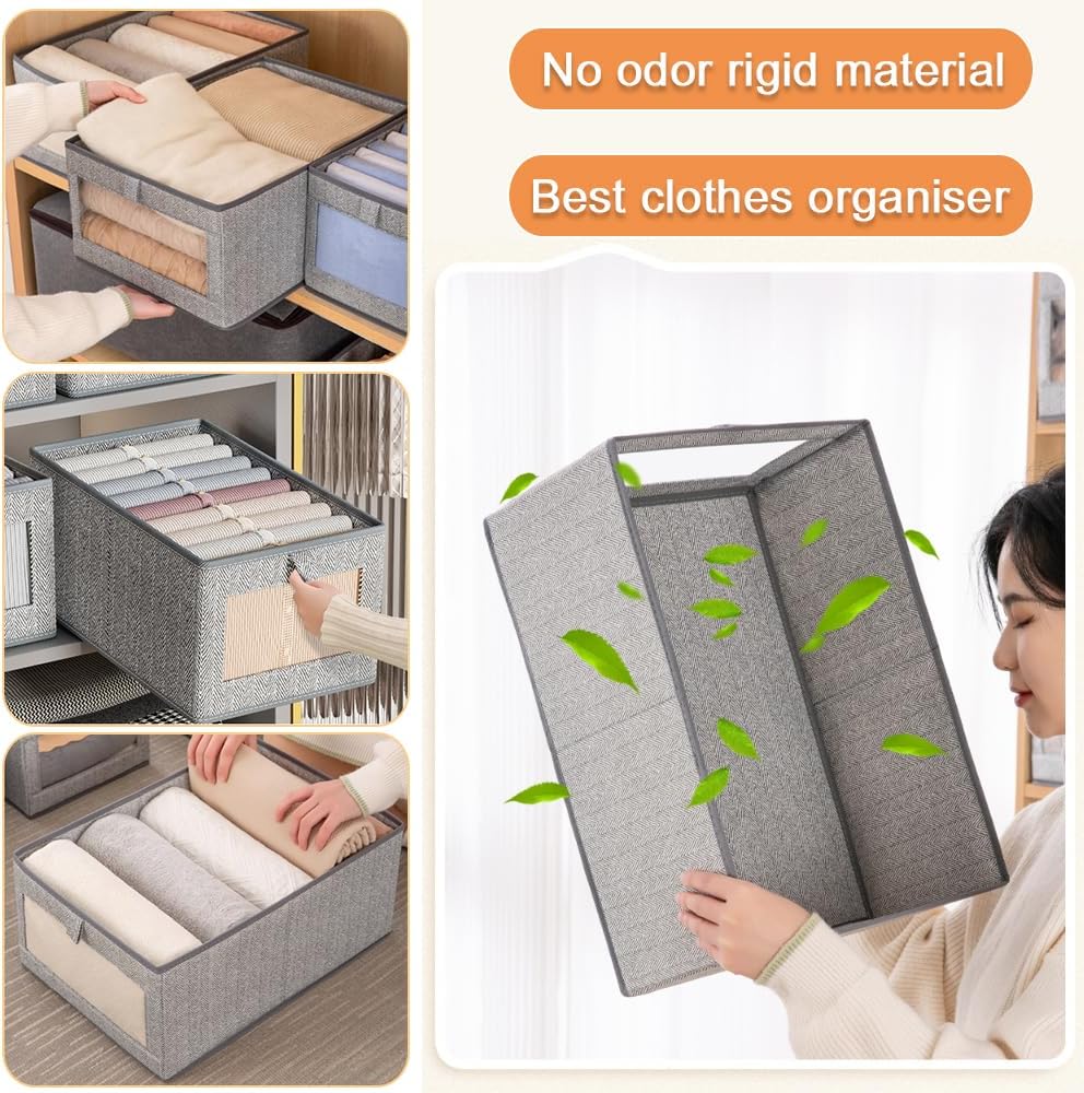 Ruucy Aufbewahrungskorb Stoff 3er Set, Faltbare Stoffboxen mit Transparent Fenster, Gross Aufbewahru