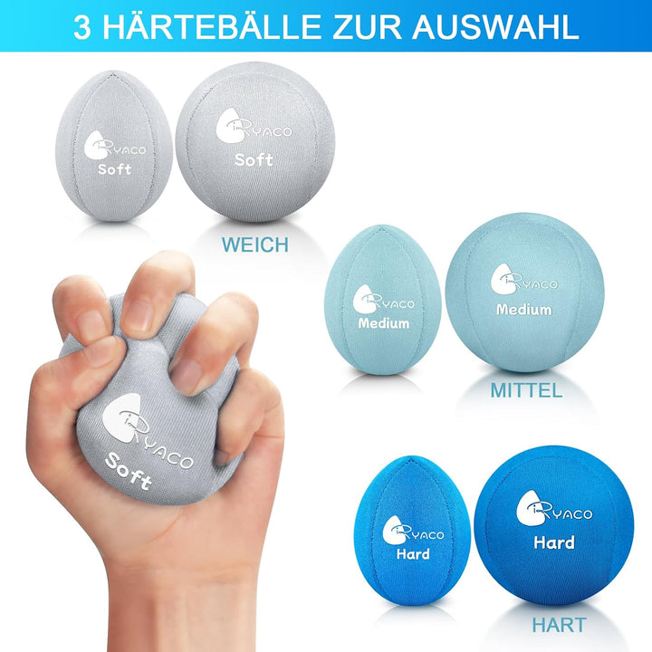 RYACO 6 Stück Gel Stressball für Erwachsene - Antistressball Mit verschiedenen Stärken und Grössen -