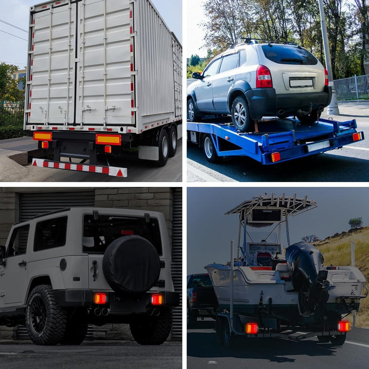 Qiping 2 Stk Rückleuchten Satz für KFZ Anhänger, 12V Universal Rücklicht Rücklichter Beleuchtung mit
