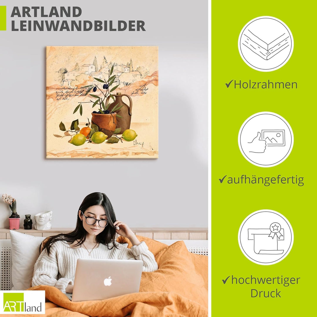 ARTland Leinwandbilder Wandbild Bild auf Leinwand 100x100 cm Wanddeko Toskana Italien Landschaft Sti