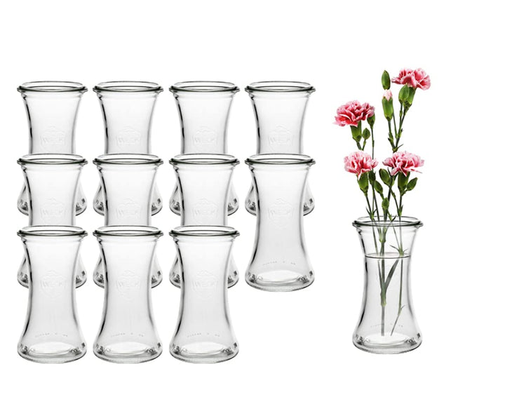 12 Stück Runde Mini Vasen Typ200 Glasfläschchen kleine Dekoflaschen Flasche Väschen Vase Glasflasche
