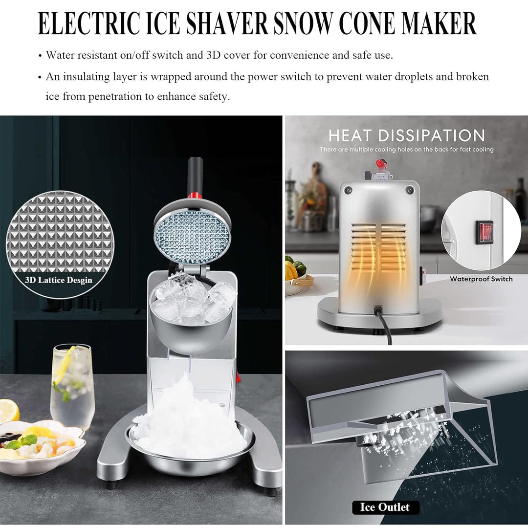 LEONEBEBE Elektrische Crushed-Ice-Maschinen für Haushalt und Gewerbe, verbesserter Eisauslass mit 16