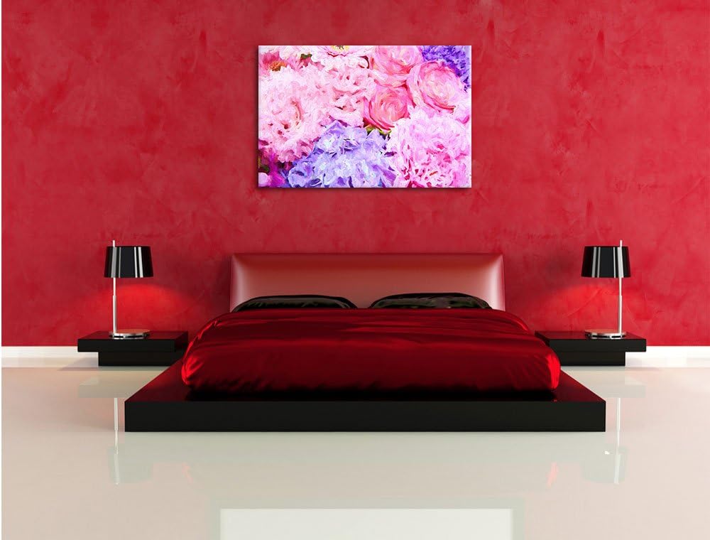 Pixxprint prachtvoller Blumenstrauss Kunst / 100x70cm Leinwandbild bespannt auf Holzrahmen/Wandbild