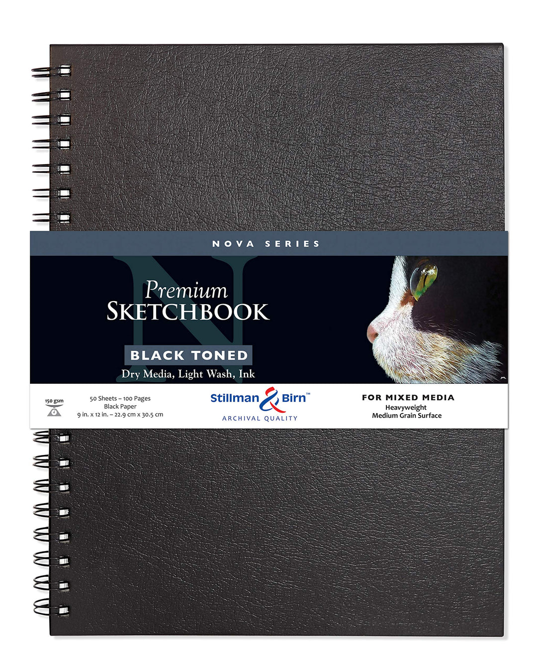 Stillman & Birn Nova Series Skizzenbuch, drahtgebunden, 22,9 x 30,5 cm, 150 g/m² (schwer), graues Pa