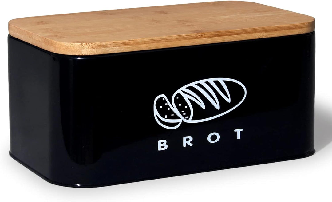 Theo&Cleo Brotkästen mit Deckel, Deckel aus Ökologisches Bambus, Kann als Schneidebrett, Geräumiger