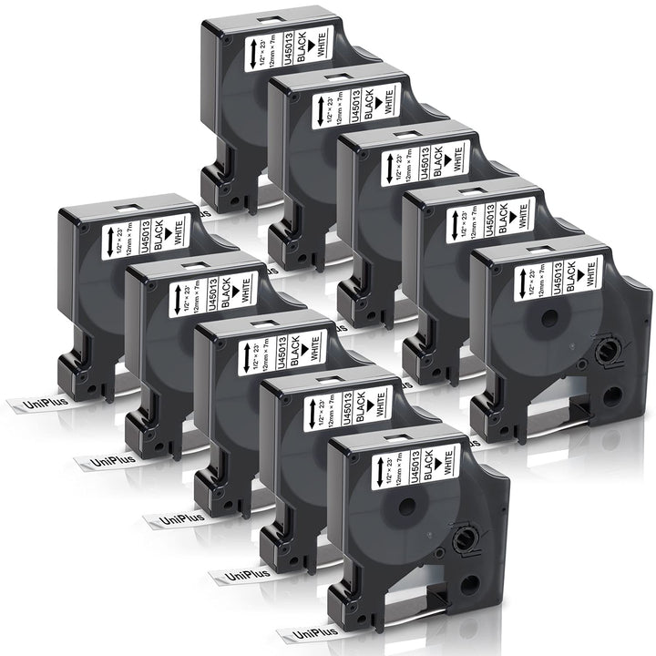UniPlus 10x Kompatibel für Dymo D1 12mm 45013 45013s S0720530 Etikettenband Kompatibel für Dymo Labe