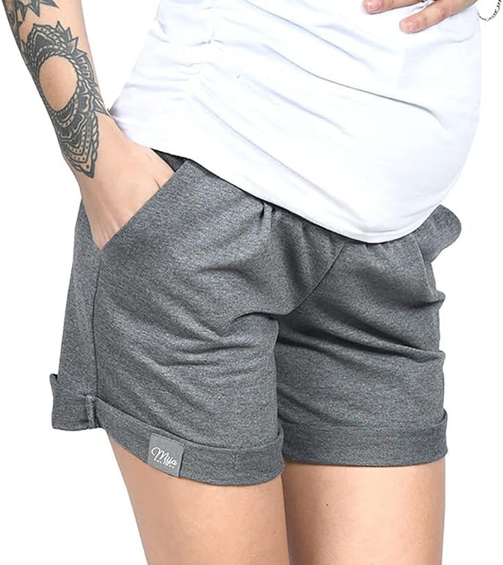 MijaCulture Kurze Umstandsshorts Umstandshose mit Bauchband für Sommer Lola M004 S Graphite, S Graph
