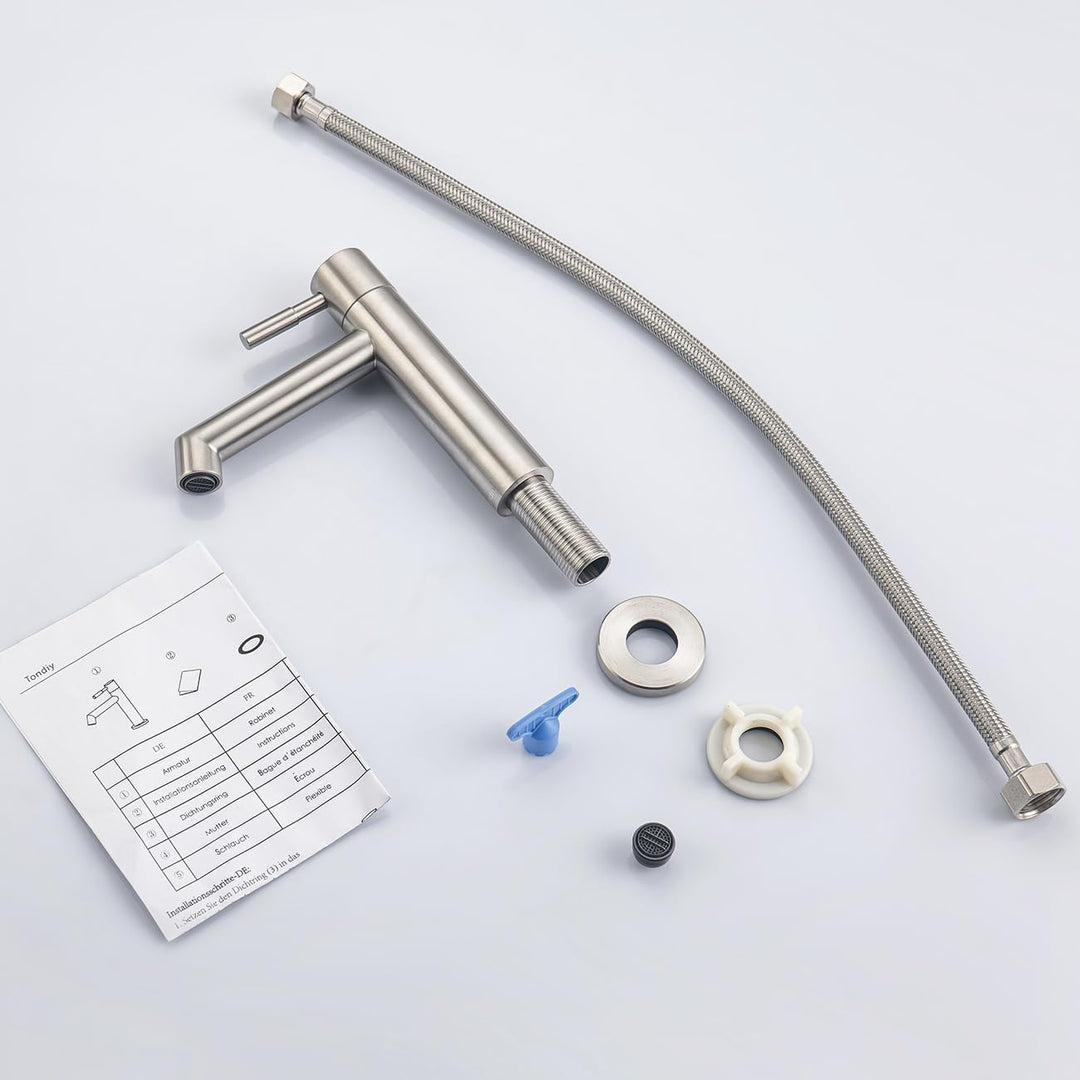 Kaltwasserhahn Gäste WC mit Abnehmbar Bubbler & Anschlussschlauch, Kaltwasserarmatur mit Auslaufhöhe