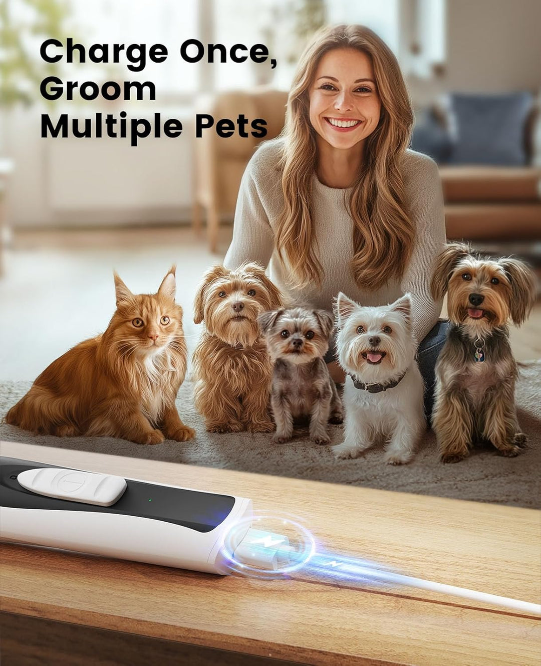 oneisall Pfotentrimmer für Hunde mit LED-Licht, Leise Hundepfoten Trimmer Paw Trim Pro dr Pfoten, Wi