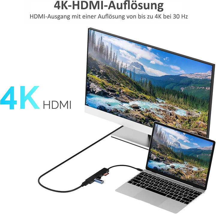 SABRENT USB C Hub mit HDMI 4K 30Hz, 60W USB-C PD Ladegerät und SD/Micro SD Kartenleser (HB-TC6C) 6-i