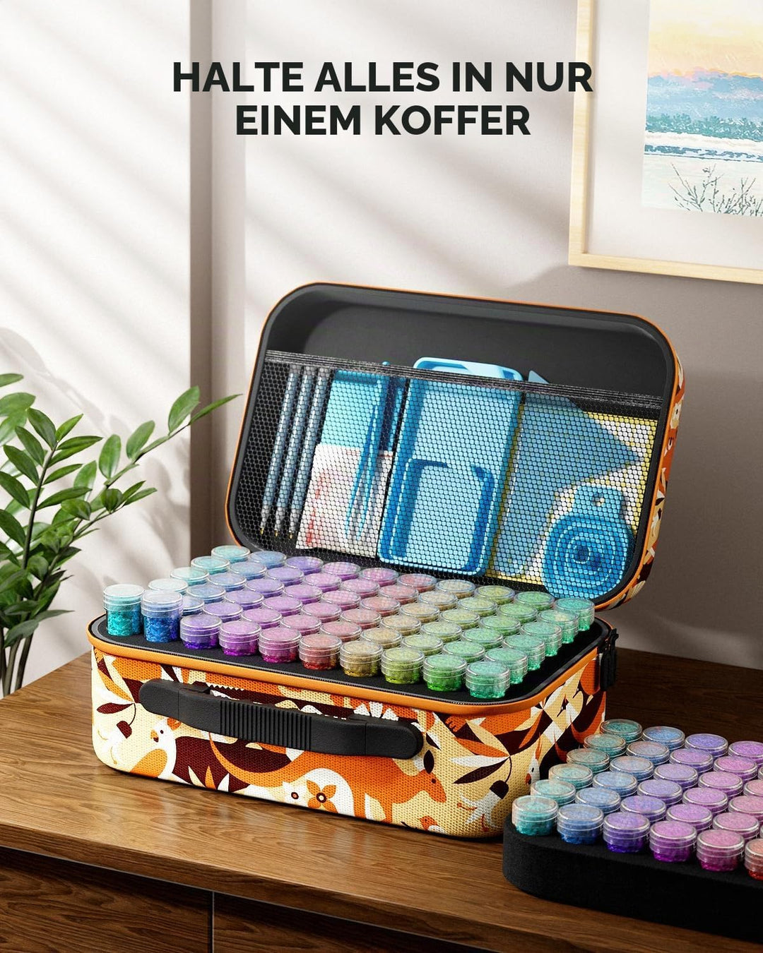ARTDOT 5D Diamond Painting Zubehör Boxen, 120 Stück Diamant Painting Aufbewahrungsbox mit Koffer Tri
