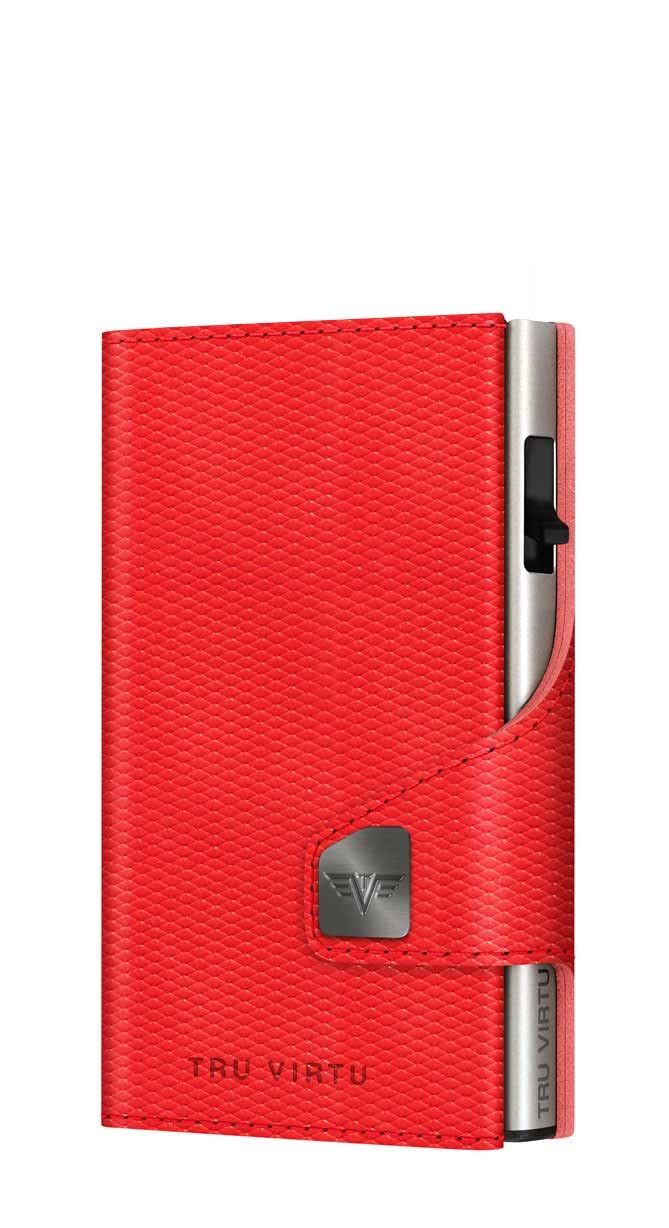 TRU VIRTU® Karten-Portemonnaie Click & Slide Rugged Red/ Red I Kreditkartenetui I Kartenetui-RFID-NF