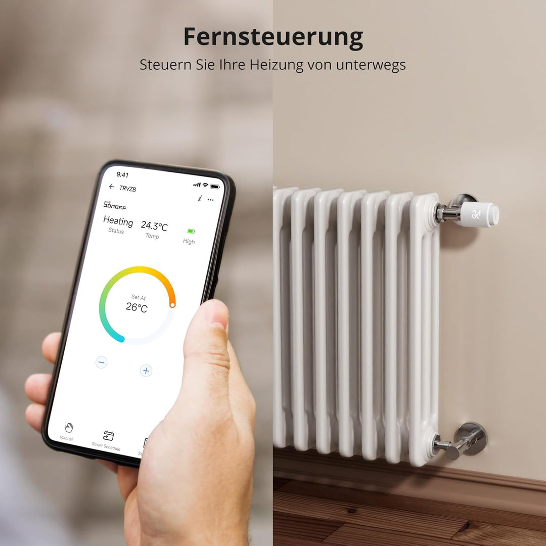 SONOFF TRVZB Zigbee Smartes Heizungsthermostat,4 Stück Smarte Heizkörperthermostat, Energiesparen, Z