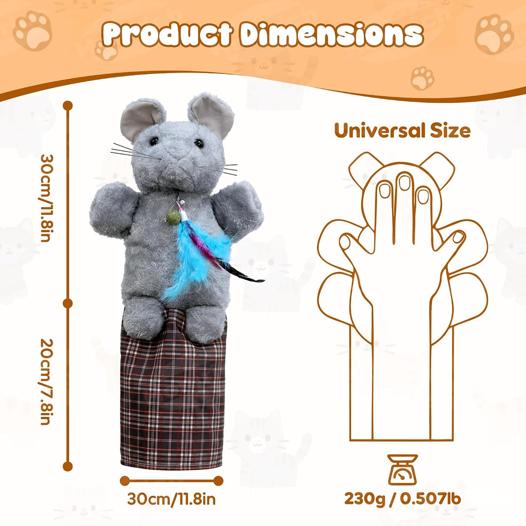 Katzen Wrestling Handschuh, interaktive Katzenspielzeug Handpuppe mit Katzenminze, Federn &amp; Glöckche