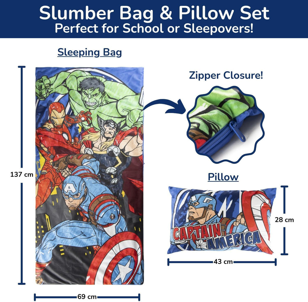Schlafsack & Kuschelkissen 2er Set für Kinder – Weicher Indoor-Schlafsack mit Tragegriff, Ideal für