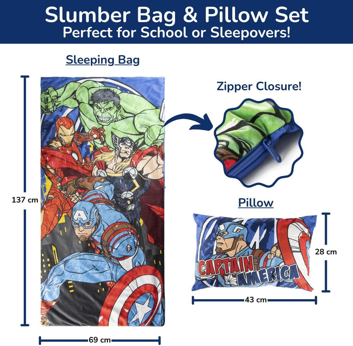 Schlafsack & Kuschelkissen 2er Set für Kinder – Weicher Indoor-Schlafsack mit Tragegriff, Ideal für