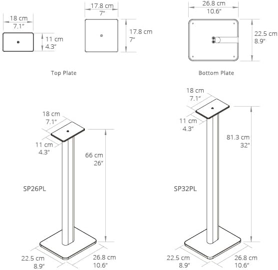 Kanto SP32PLW 32" Speaker Floor Stands | Designed for Medium to Large Bookshelf Speakers | Heavy Ste