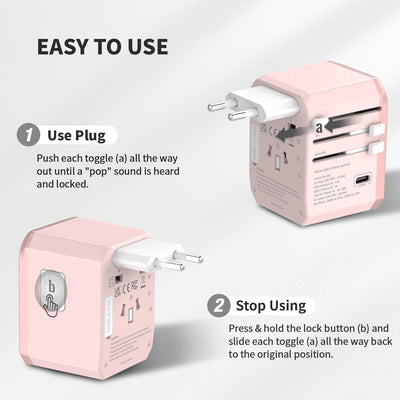 EPICKA Reiseadapter Weltweit, Universal Reisestecker Adapter 30W, Internationaler Steckdosenadapter