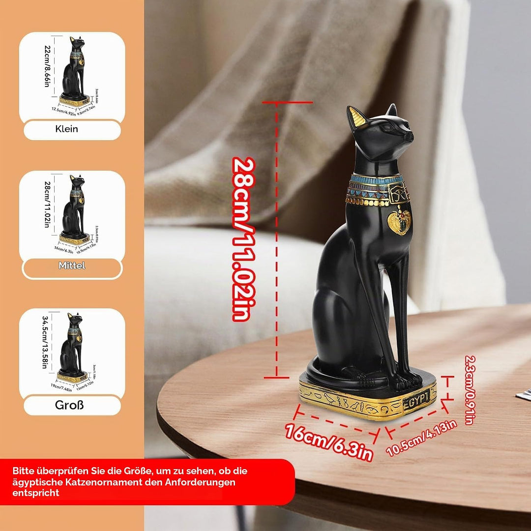 HERCHR Ägyptische Katzenstatue, Bastet-Katze Bastet Katze, Schwarze Katzenfiguren Sammler-Skulptur F