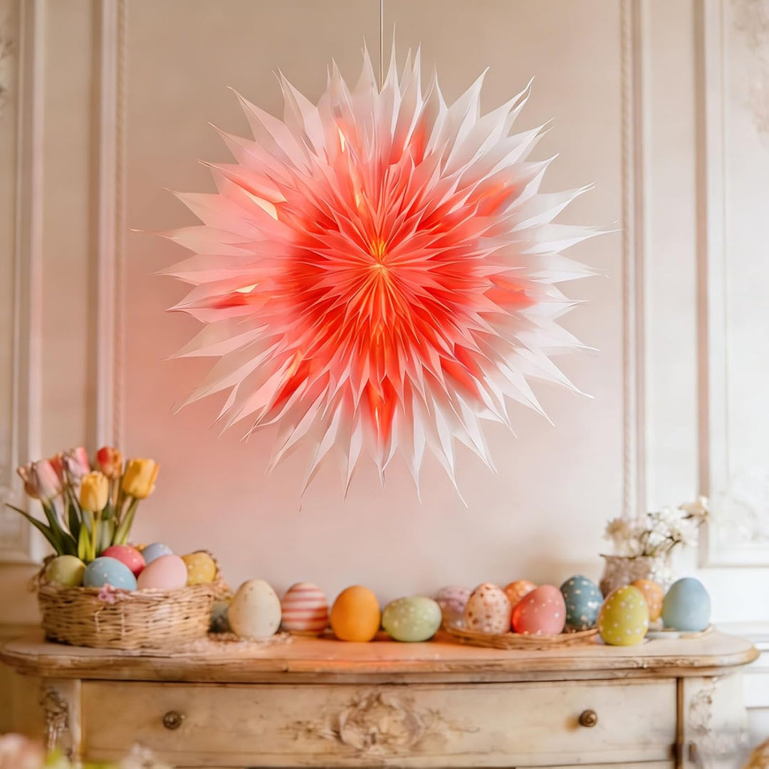 45cm Weihnachtsstern Beleuchtet, 3D Led Christbaumspitze Stern Batterie mit Timer, Adventsstern Ster