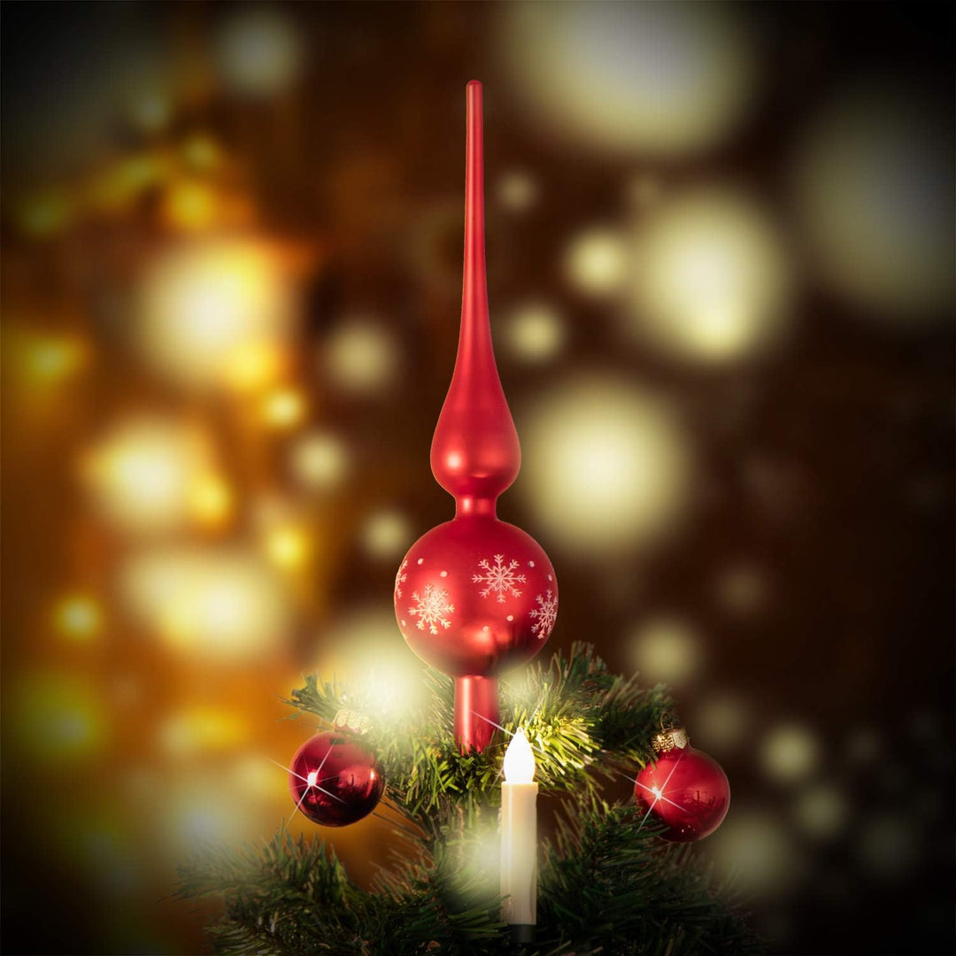 com-four® Weihnachtsbaumspitze matt - Christbaumspitze aus echtem Glas für Weihnachten - Tannenbaums