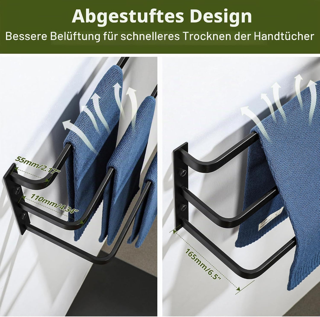 SAYAYO Handtuchhalter Schwarz Handtuchstange Multilayer Gästehandtuchhalter Wandmontage Dreifach Bad